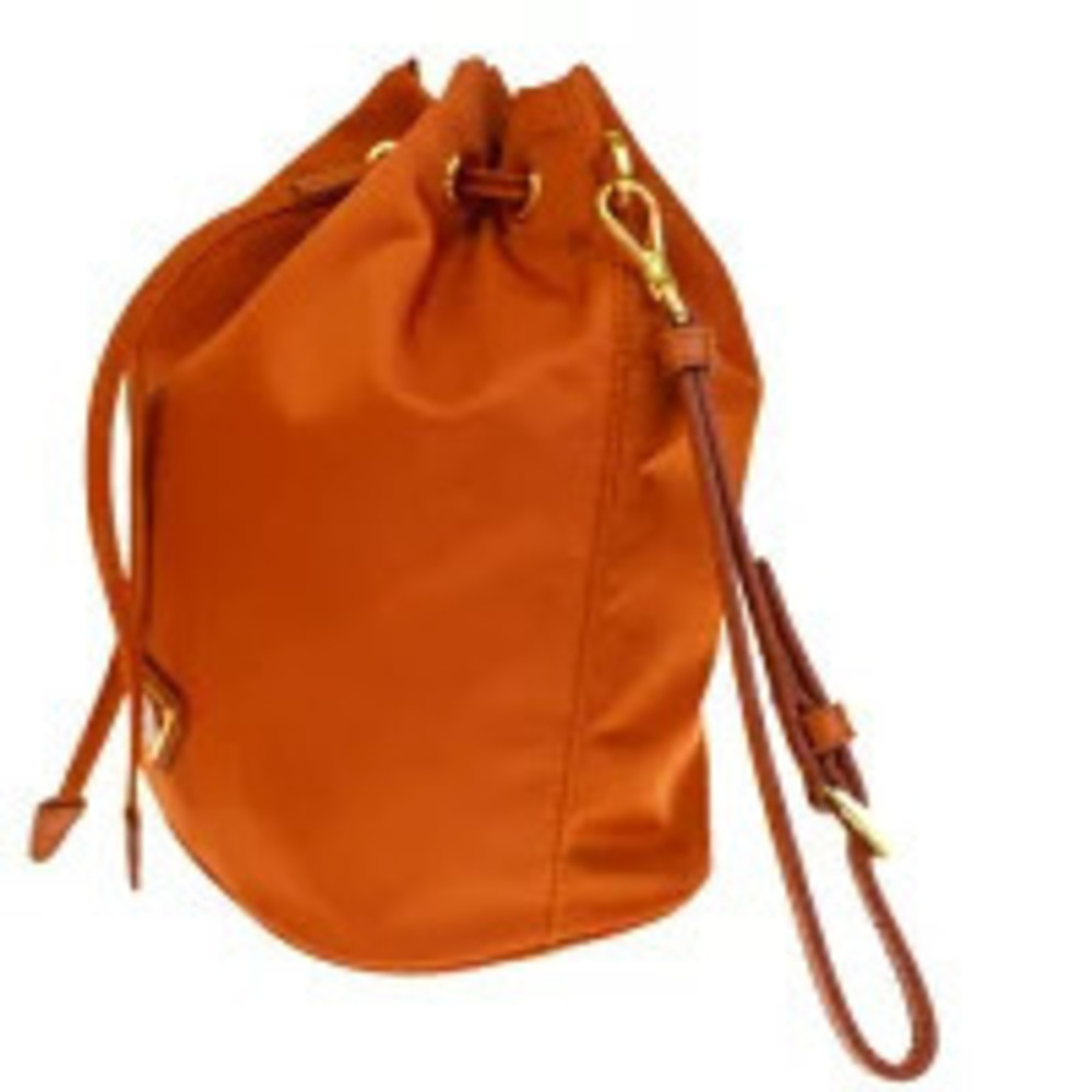 Prada Clutch drawstring Handbag leather Pouch orange